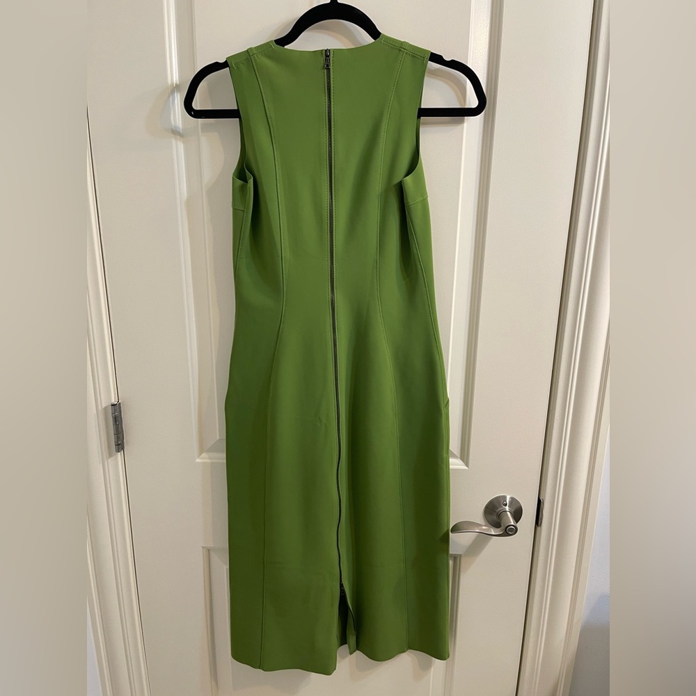 m2057 Green Sheath Dress full back zipper - Picture 3 of 7